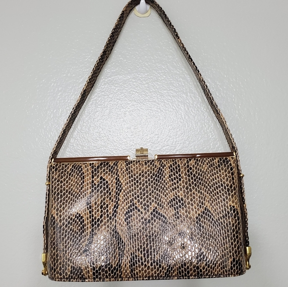 Vtg ROSETTIA Y2K Snakeskin Retro Adjustable Bag - Picture 2 of 9